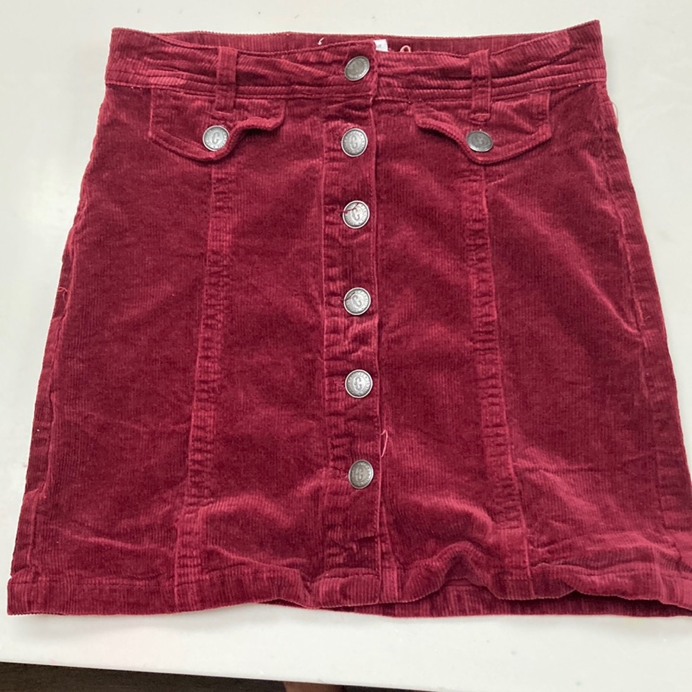 Red corduroy skirt